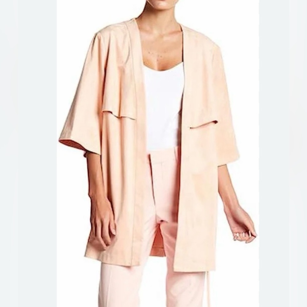 BCBG MaxAzria Faux Suede Peach Open Front Cardigan